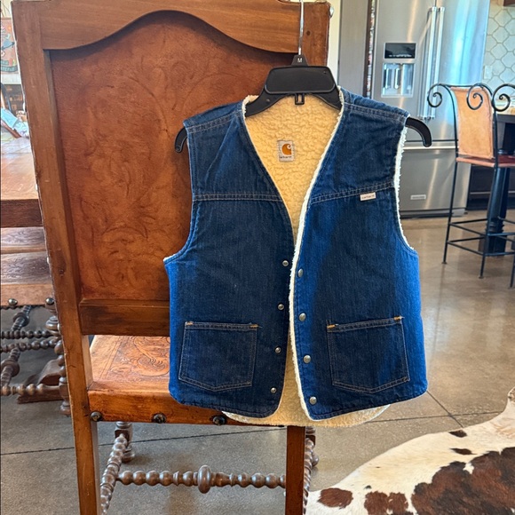 Carhartt Jackets & Blazers - Carhartt Dark denim Vest with Sherpa Lining